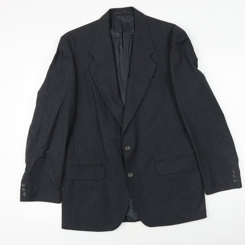 Daniel Drescott Mens Grey Striped Wool Jacket Suit Jacket Size 38 Regular