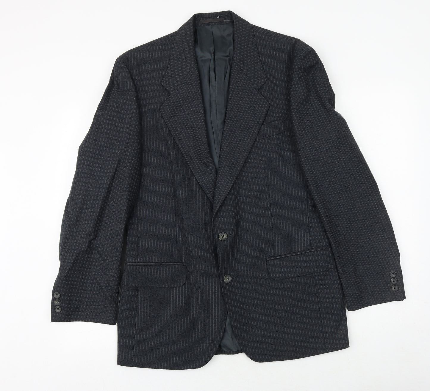 Daniel Drescott Mens Grey Striped Wool Jacket Suit Jacket Size 38 Regular