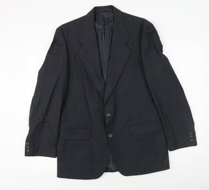 Daniel Drescott Mens Grey Striped Wool Jacket Suit Jacket Size 38 Regular