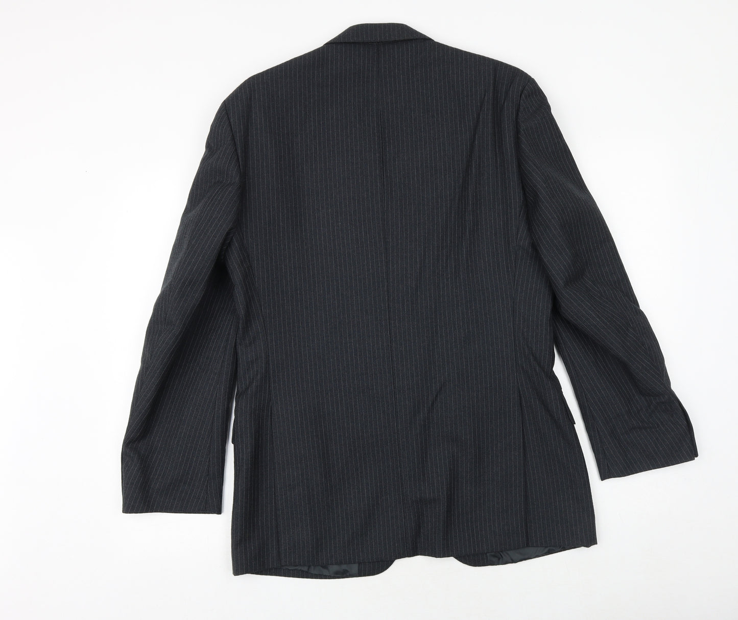 Daniel Drescott Mens Grey Striped Wool Jacket Suit Jacket Size 38 Regular