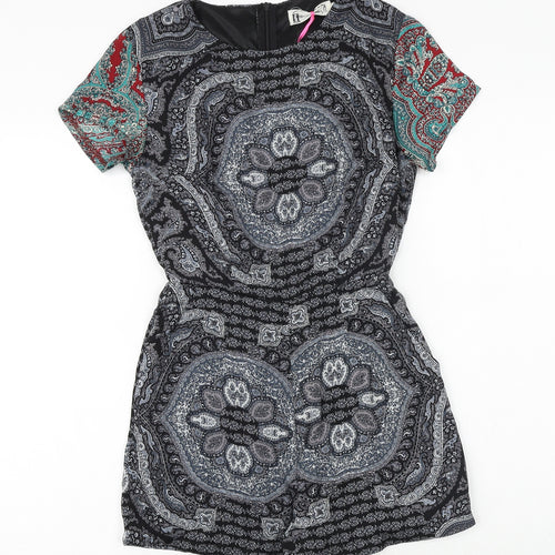 hearts&bows Womens Black Paisley Polyester Playsuit One-Piece Size 6 Zip