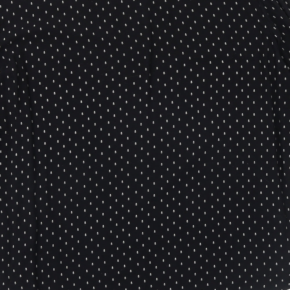 redraft Womens Black Geometric Viscose Basic Blouse Size 6 Round Neck