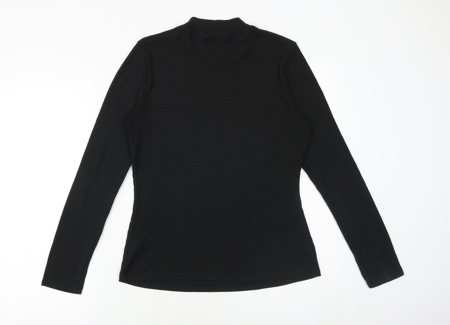 NEXT Womens Black Polyester Basic T-Shirt Size 14 Mock Neck