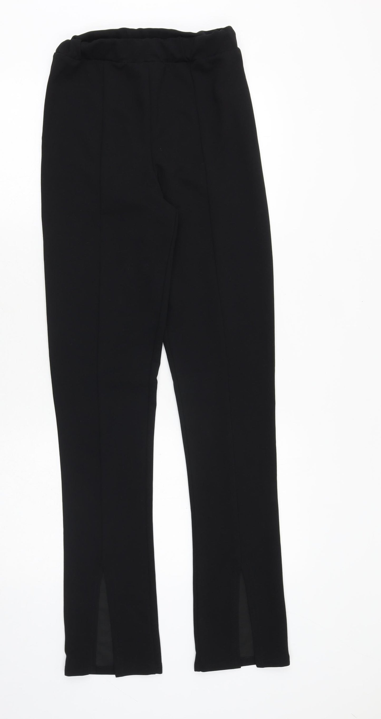Rebellious Womens Black Polyester Trousers Size 8 Regular - Front Slits
