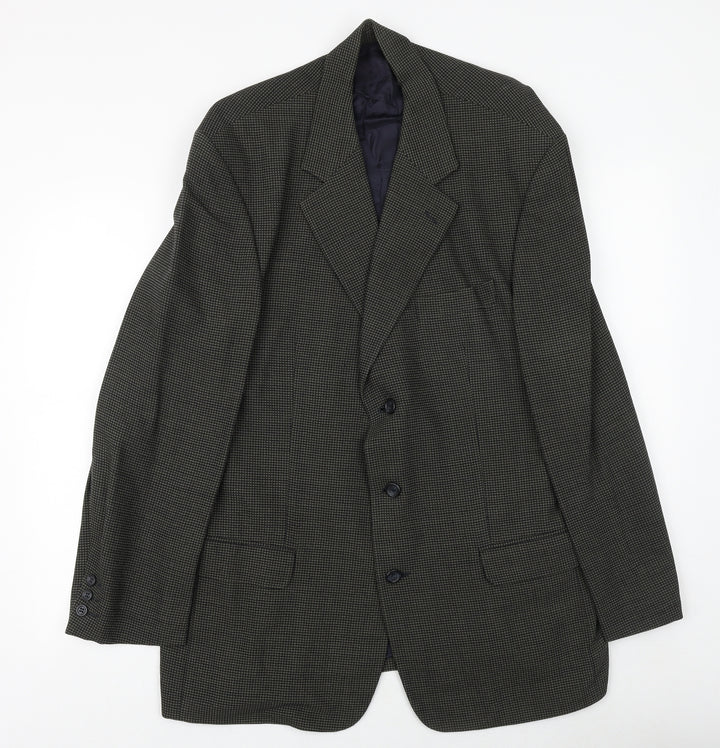 Preworn Mens Grey Geometric Polyester Jacket Blazer Size 42 Regular