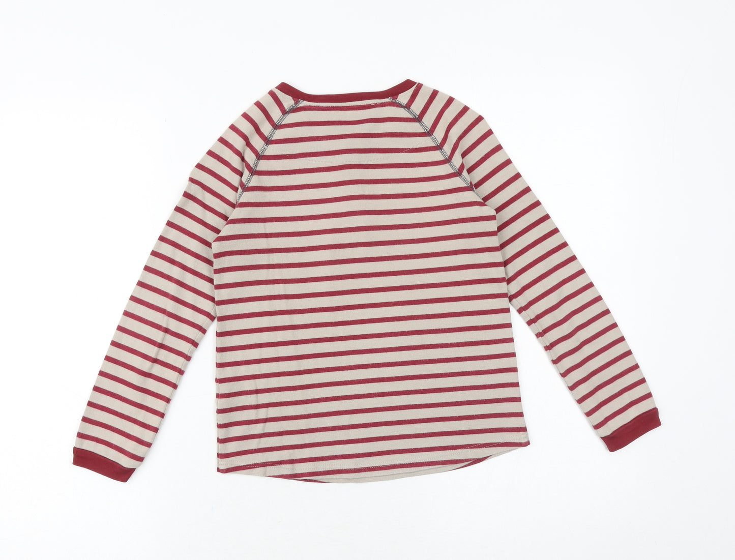 John Lewis Boys Red Striped 100% Cotton Basic T-Shirt Size 9 Years Round Neck Pullover