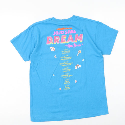 Nickelodeon Girls Blue Polyester Basic T-Shirt Size 10-11 Years Round Neck Pullover - Jojo Siwa D.R.E.A.M Tour