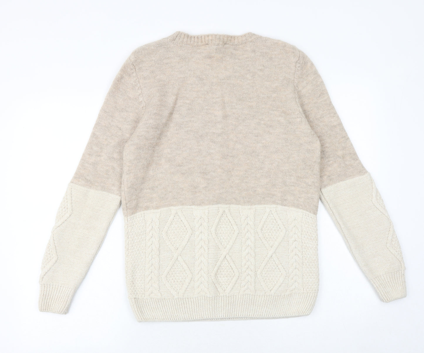 George Womens Beige Round Neck Acrylic Pullover Jumper Size 10