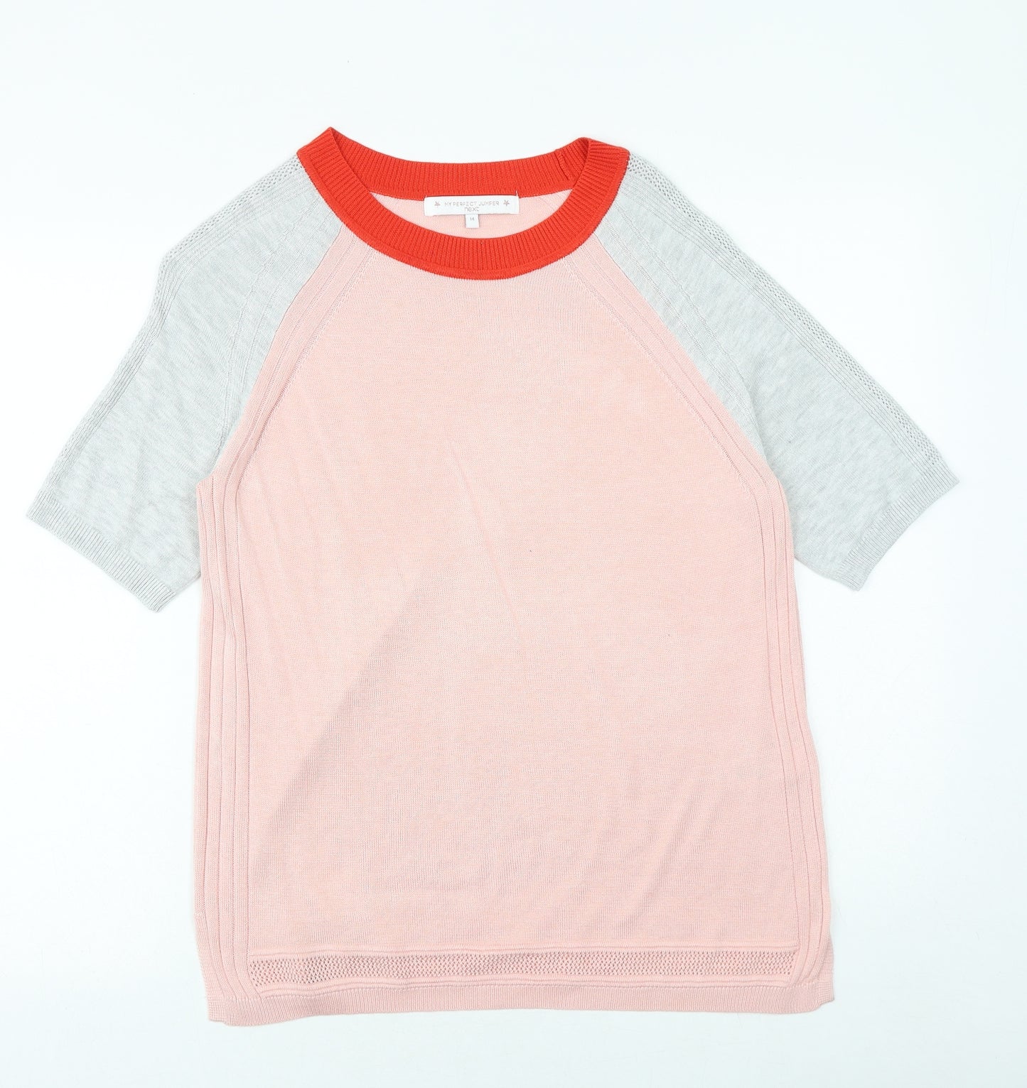 NEXT Womens Pink Round Neck Viscose Pullover Jumper Size 14
