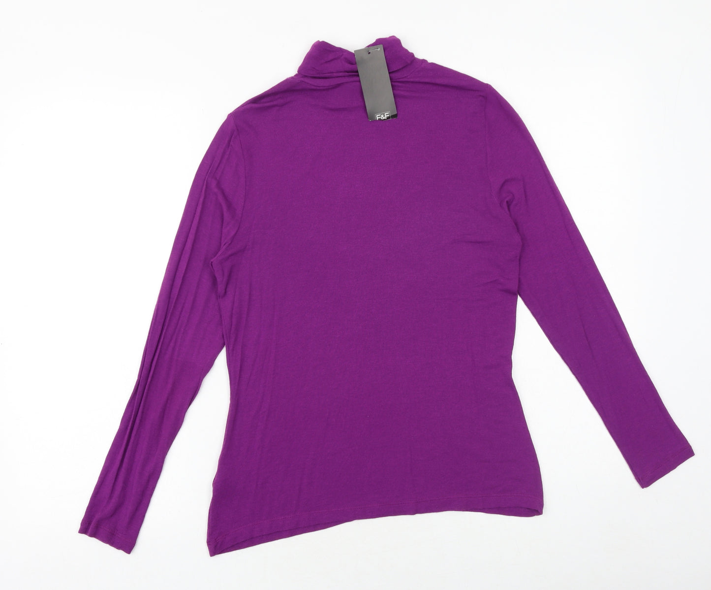 F&F Womens Purple Roll Neck Viscose Pullover Jumper Size 12