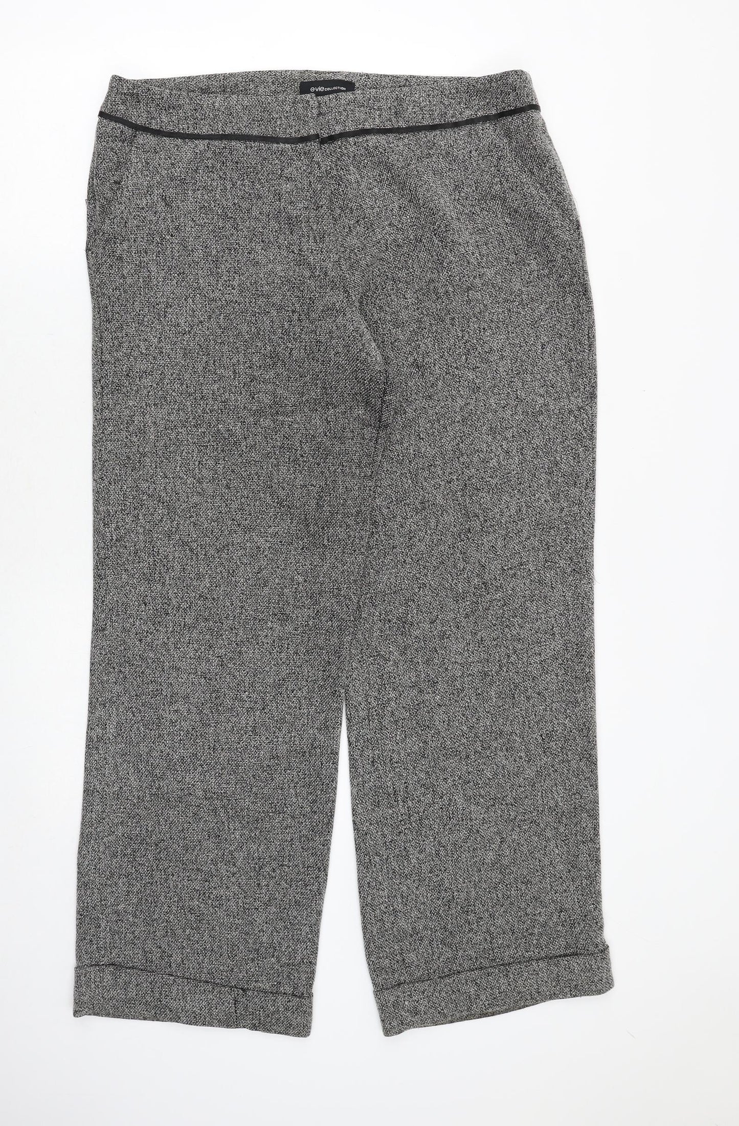 EVIE Womens Grey Polyester Trousers Size 16 Regular Zip
