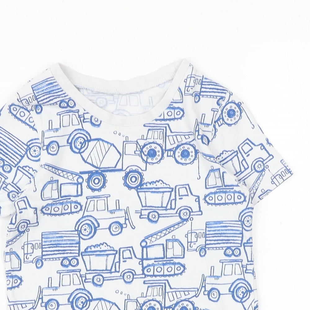 George Boys Blue Geometric 100% Cotton Basic T-Shirt Size 5-6 Years Round Neck Pullover - Digger