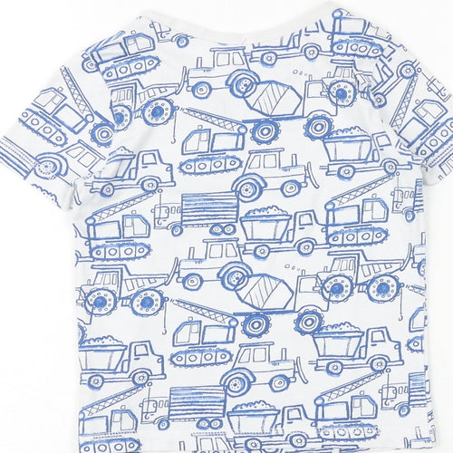 George Boys Blue Geometric 100% Cotton Basic T-Shirt Size 5-6 Years Round Neck Pullover - Digger
