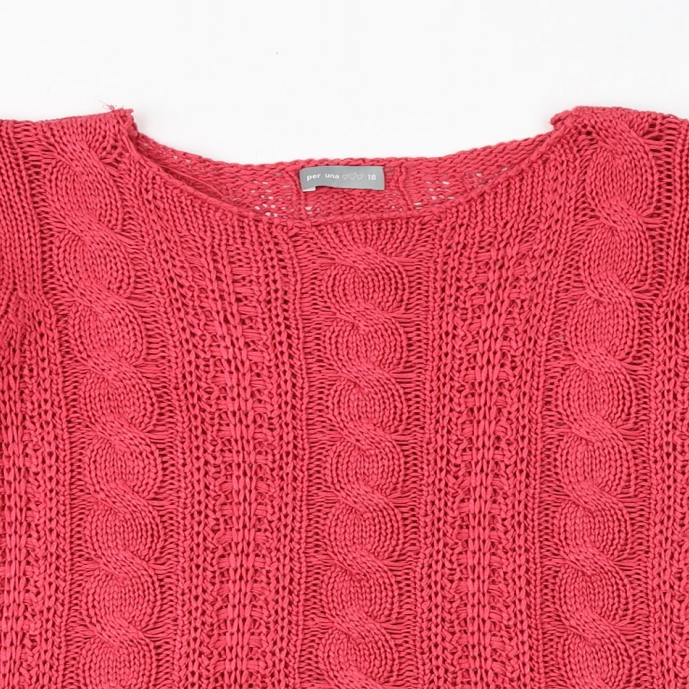 Marks and Spencer Womens Pink Round Neck Acrylic Pullover Jumper Size 18