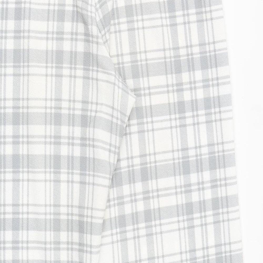 Boohoo Womens Grey Plaid Polyester Trousers Size 14 Regular Buckle