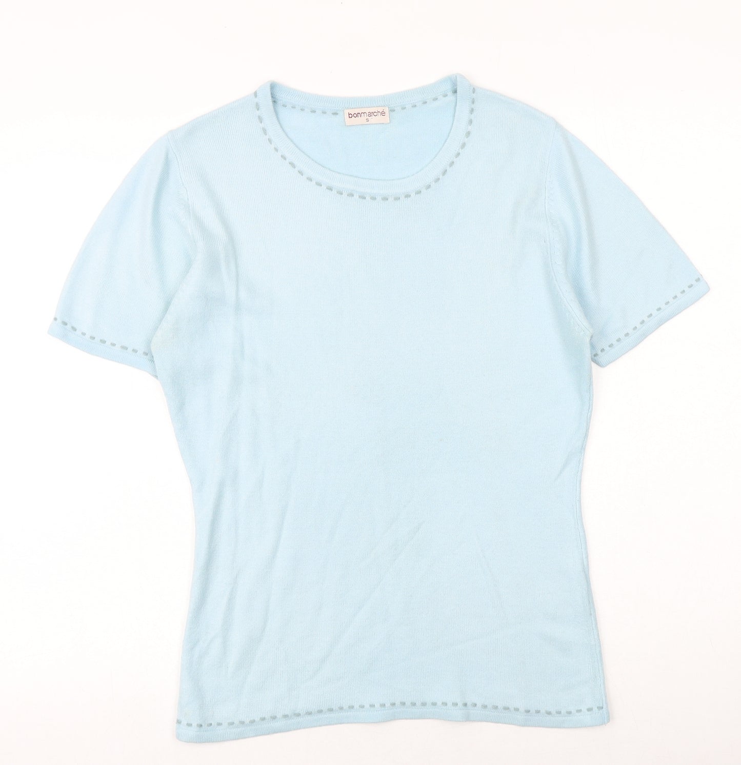 Bonmarché Womens Blue Round Neck Acrylic Pullover Jumper Size S