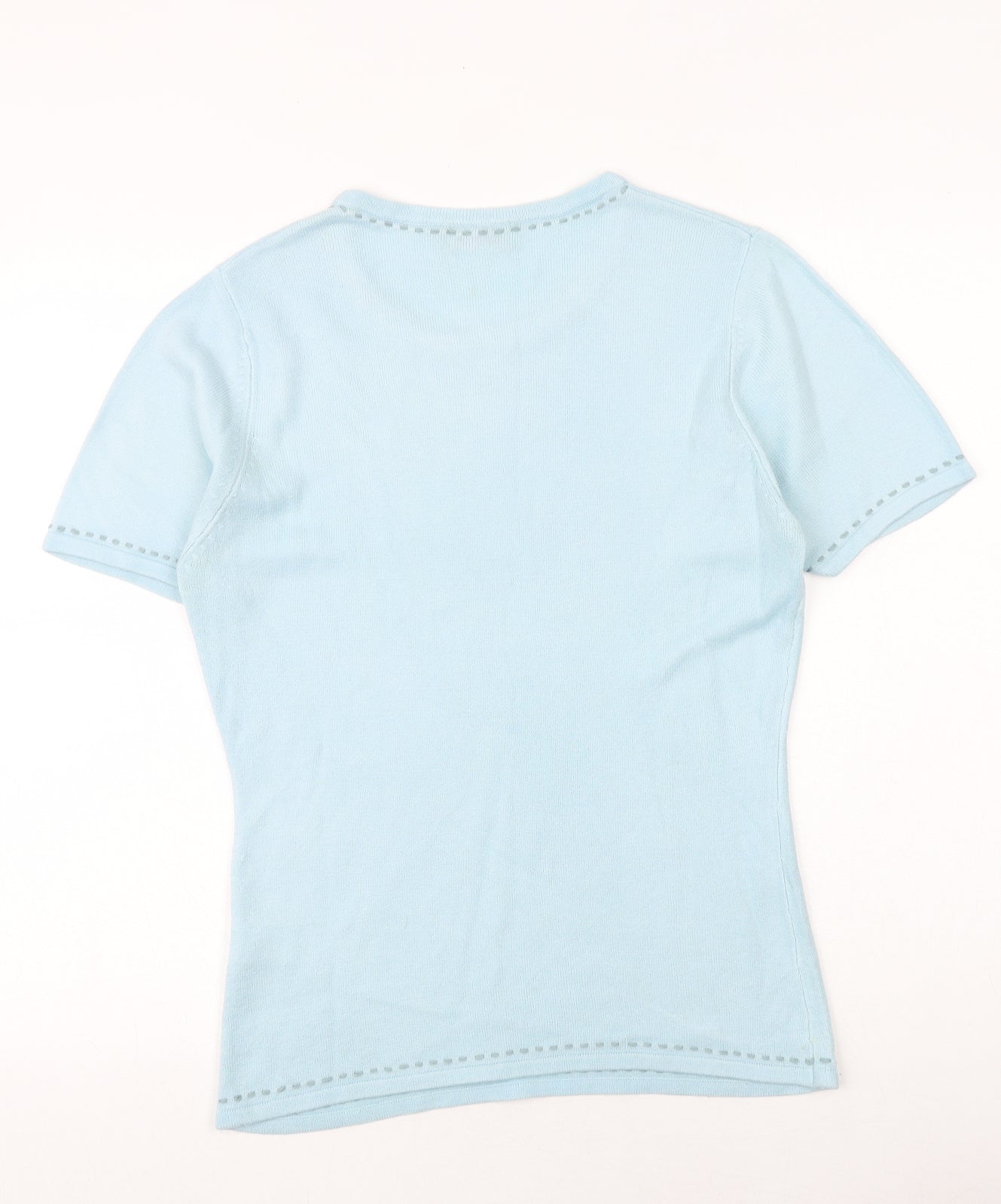 Bonmarché Womens Blue Round Neck Acrylic Pullover Jumper Size S