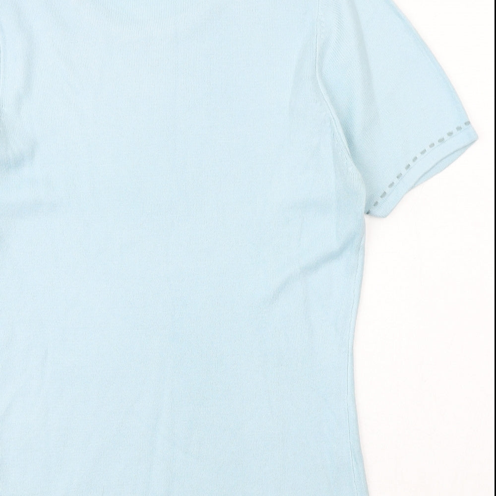 Bonmarché Womens Blue Round Neck Acrylic Pullover Jumper Size S