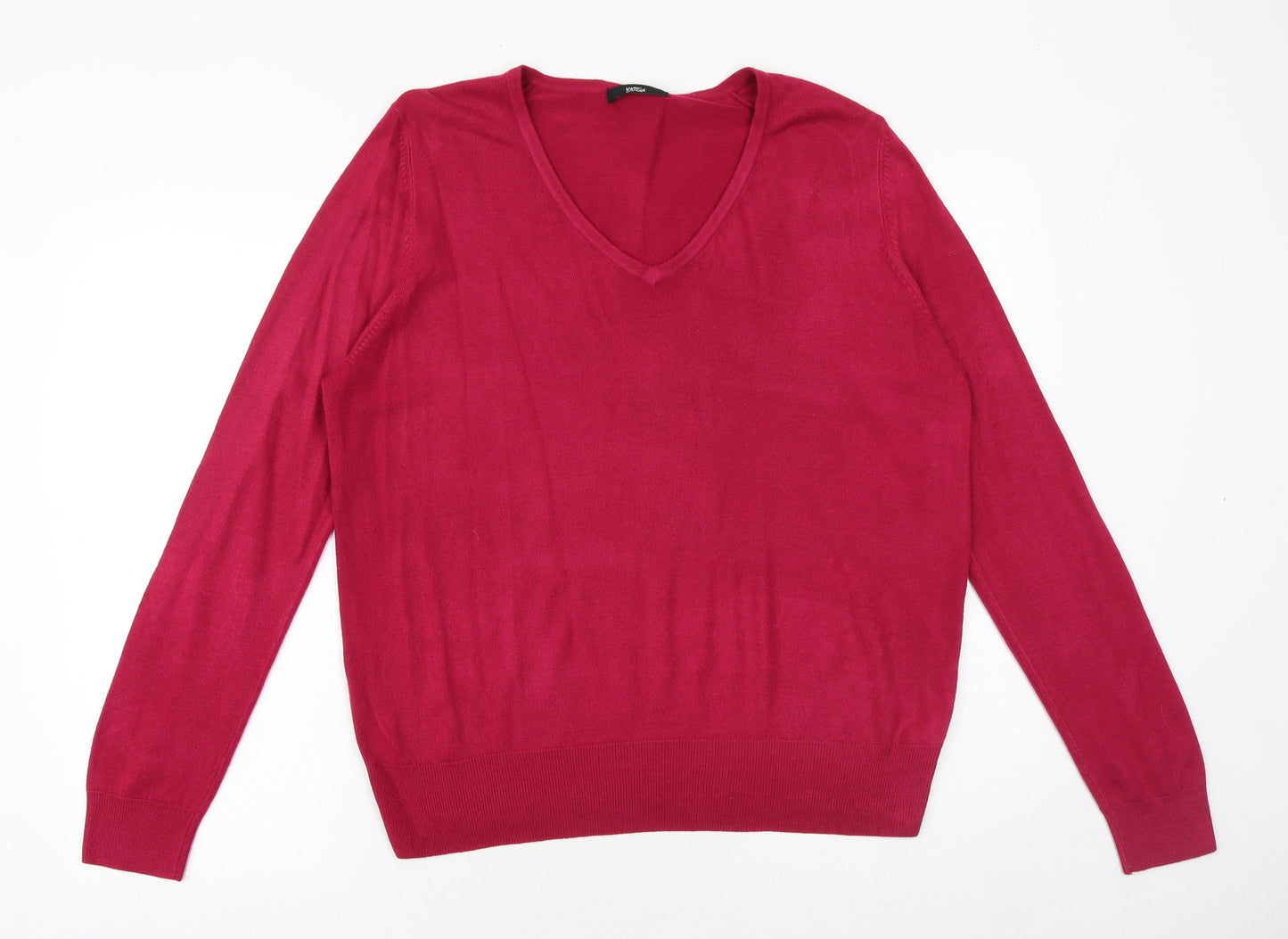 Marks and Spencer Womens Pink V-Neck Acrylic Pullover Jumper Size 18