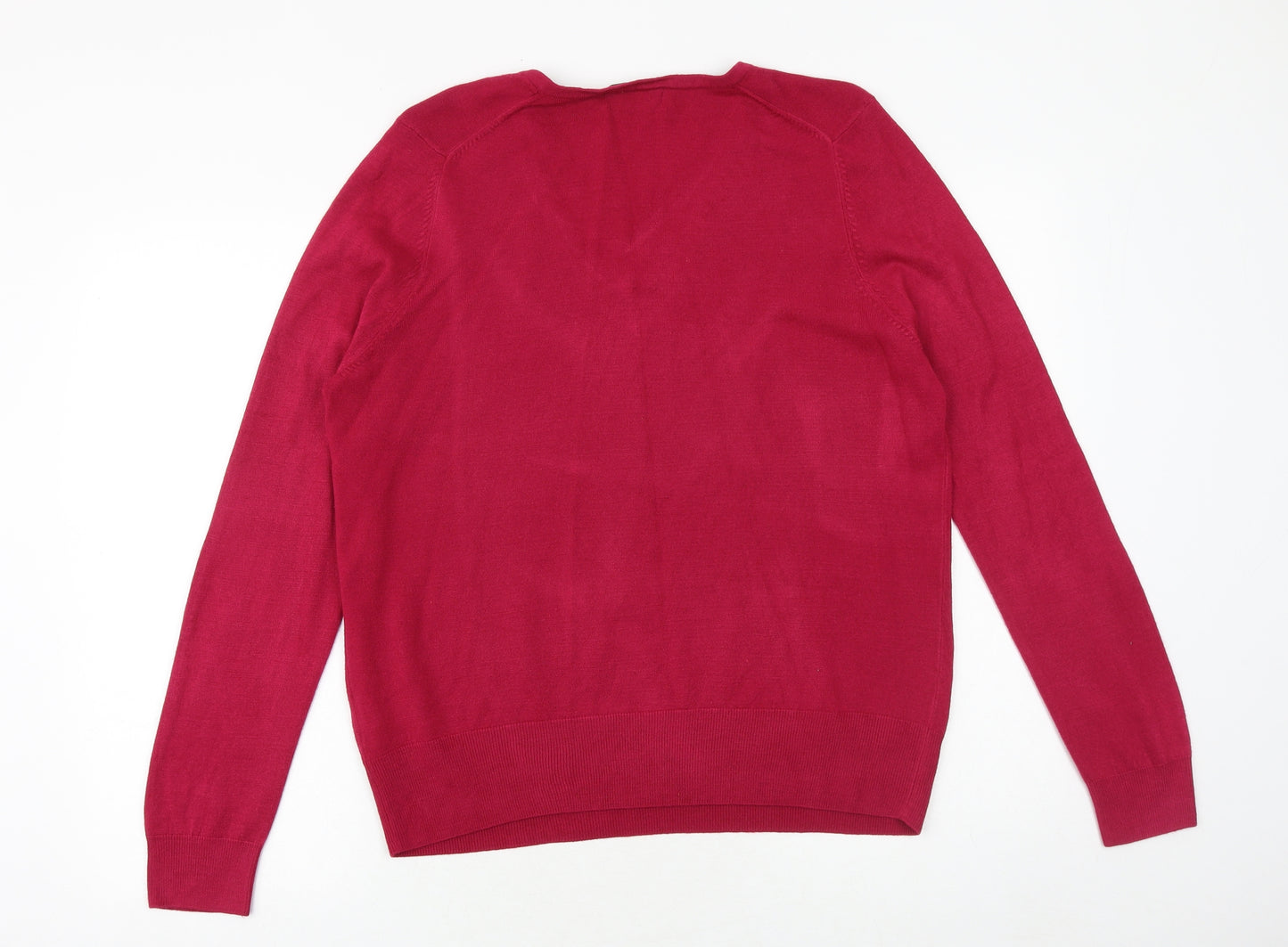 Marks and Spencer Womens Pink V-Neck Acrylic Pullover Jumper Size 18