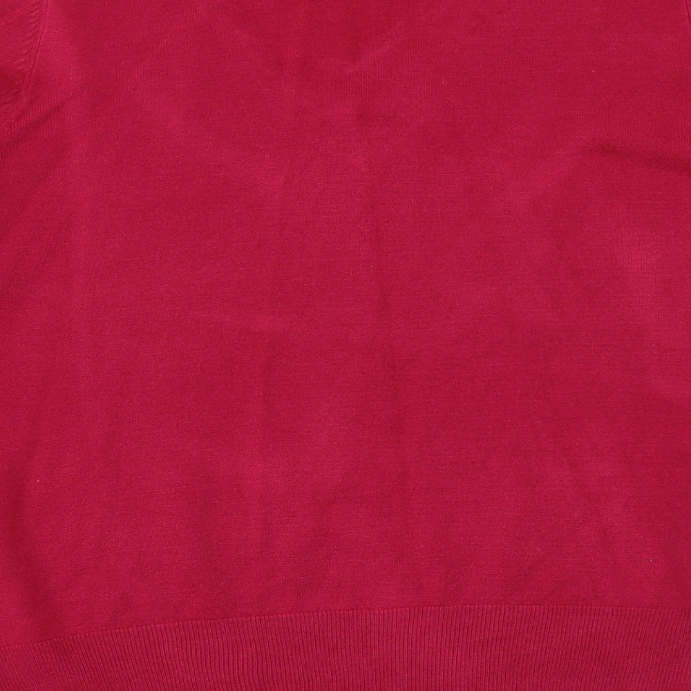 Marks and Spencer Womens Pink V-Neck Acrylic Pullover Jumper Size 18
