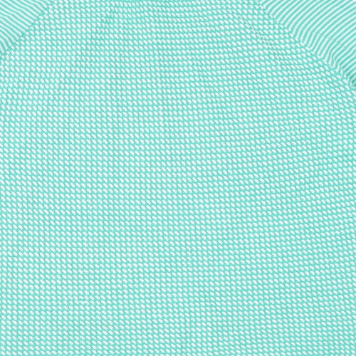 Marks and Spencer Womens Green Round Neck Striped Acrylic Pullover Jumper Size 14