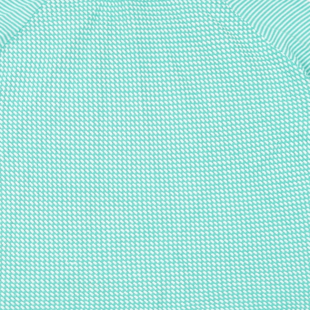 Marks and Spencer Womens Green Round Neck Striped Acrylic Pullover Jumper Size 14