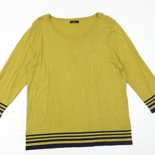 M&Co Womens Yellow Round Neck Viscose Pullover Jumper Size 18