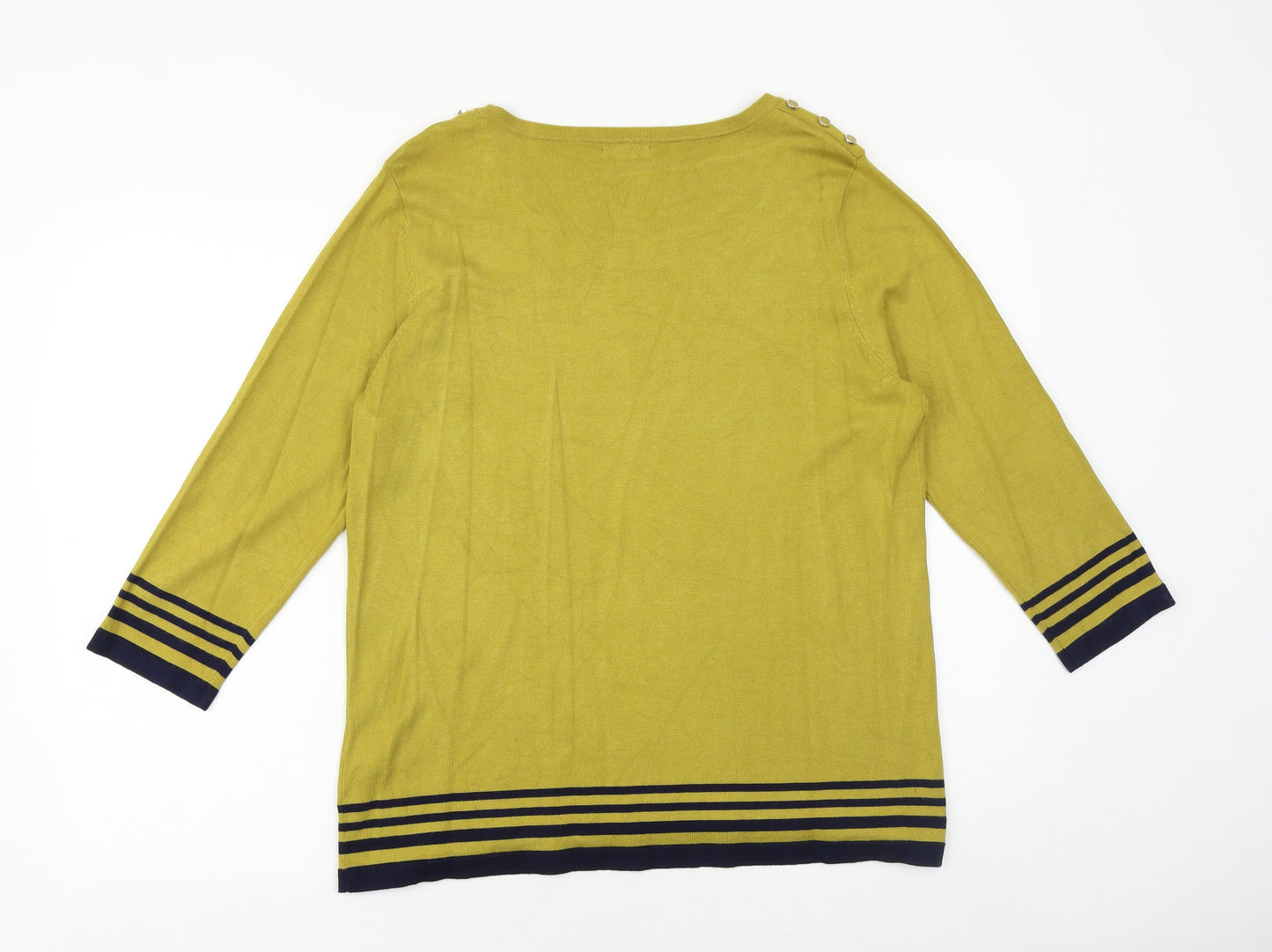 M&Co Womens Yellow Round Neck Viscose Pullover Jumper Size 18