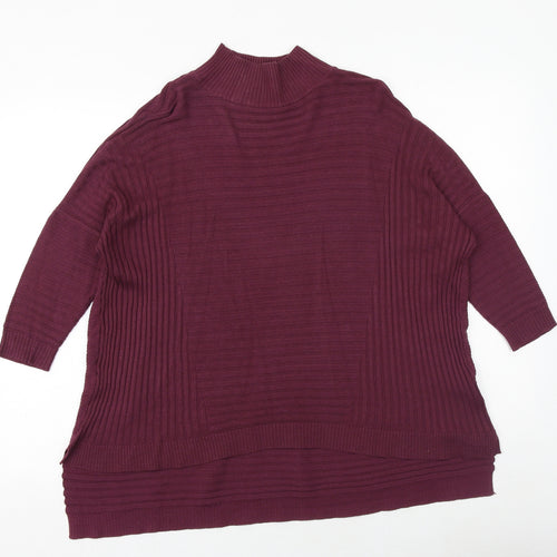 Select Womens Purple High Neck Cotton Pullover Jumper Size 10