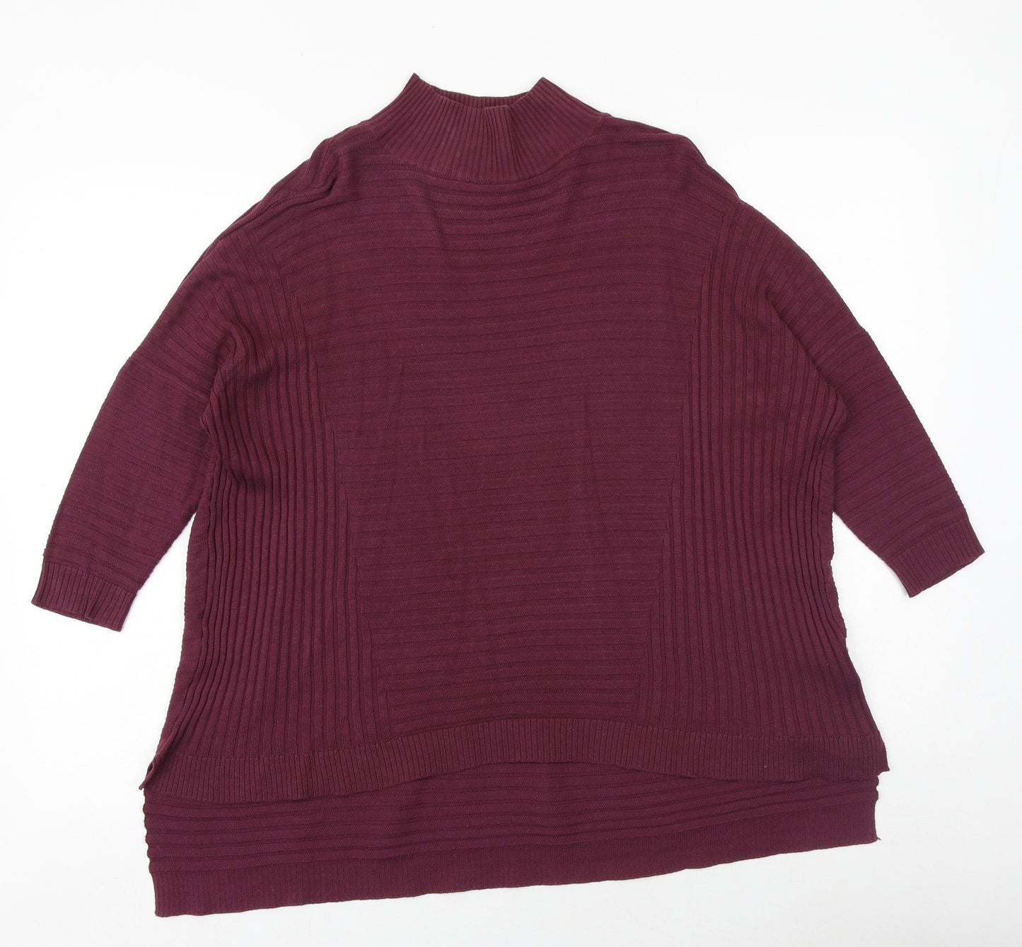Select Womens Purple High Neck Cotton Pullover Jumper Size 10