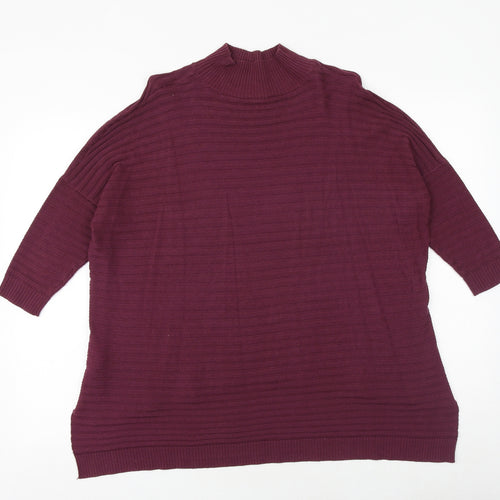 Select Womens Purple High Neck Cotton Pullover Jumper Size 10