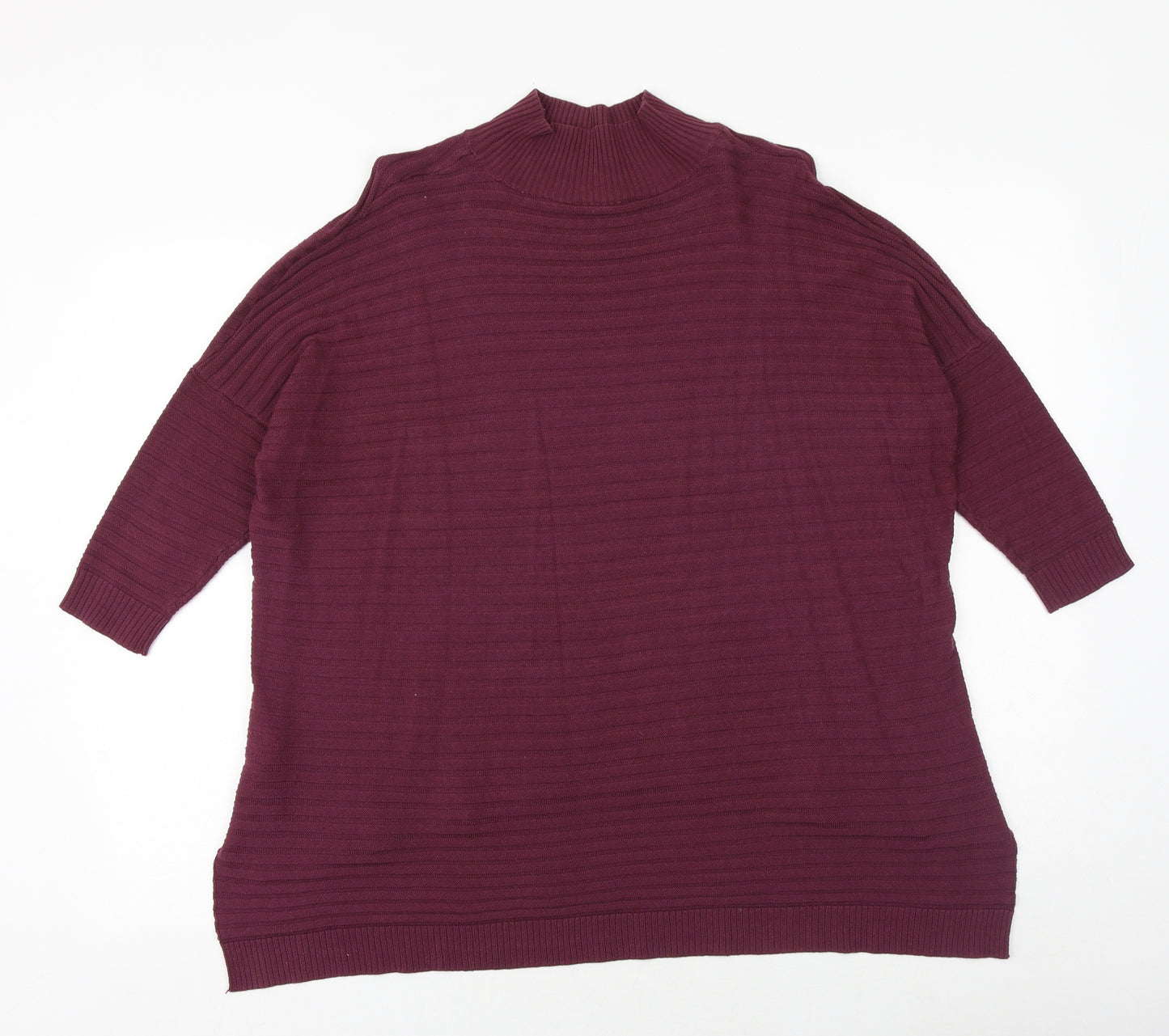 Select Womens Purple High Neck Cotton Pullover Jumper Size 10