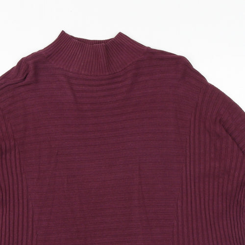 Select Womens Purple High Neck Cotton Pullover Jumper Size 10
