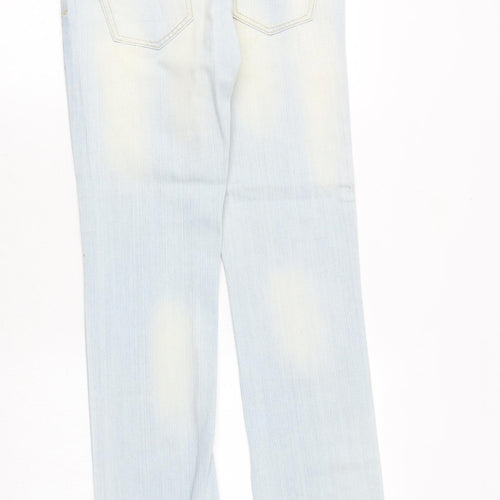 Monicas Jeans Womens Blue Cotton Straight Jeans Size S Regular Zip