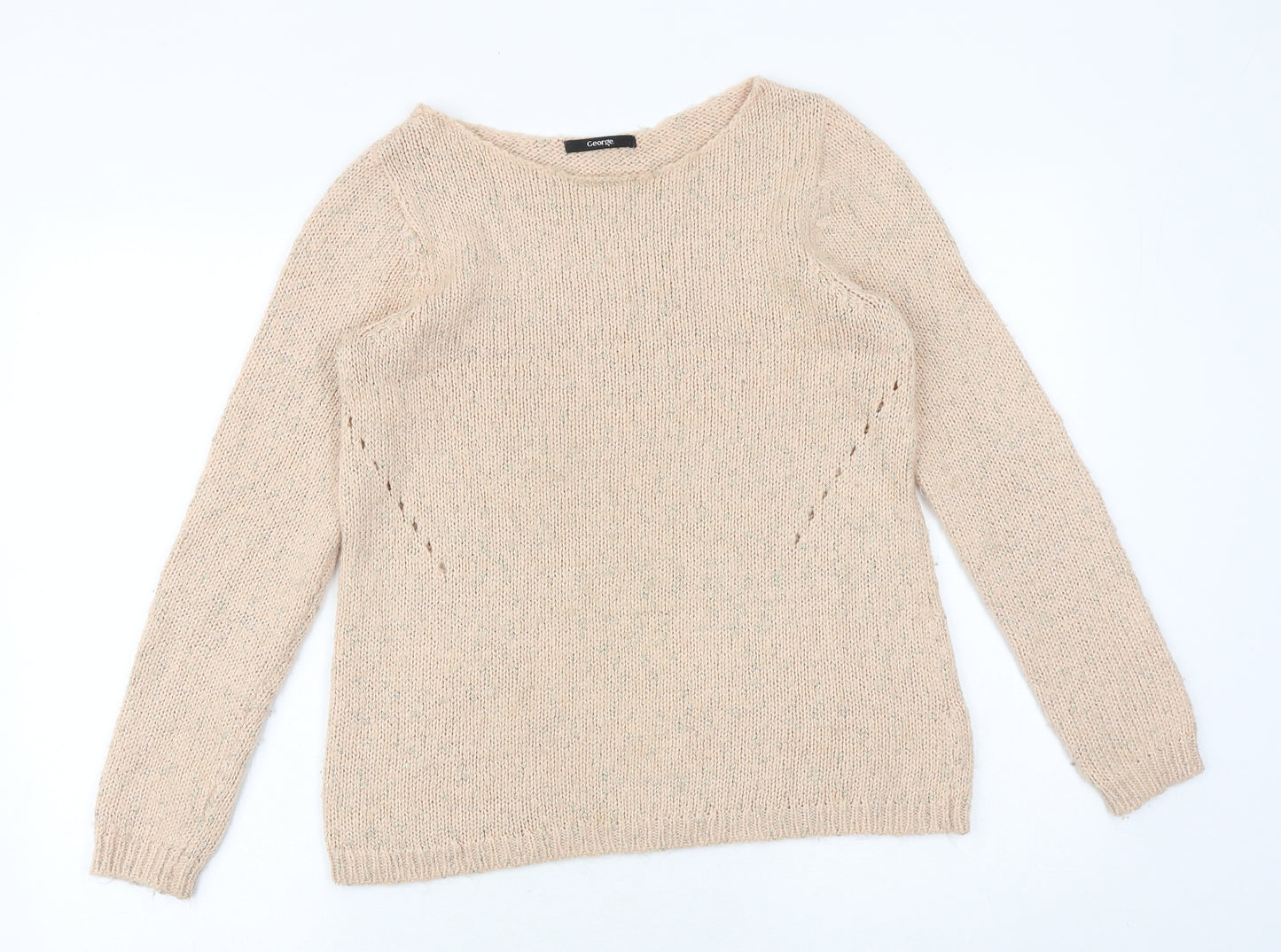 George Womens Pink Boat Neck Acrylic Pullover Jumper Size 14