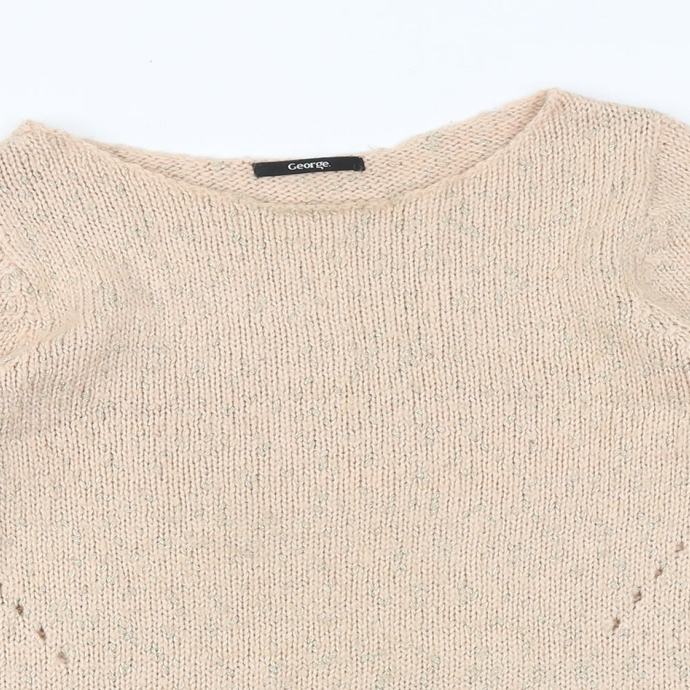 George Womens Pink Boat Neck Acrylic Pullover Jumper Size 14