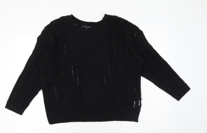 Peacocks Womens Black Round Neck Acrylic Pullover Jumper Size M