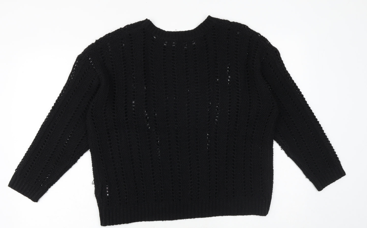 Peacocks Womens Black Round Neck Acrylic Pullover Jumper Size M