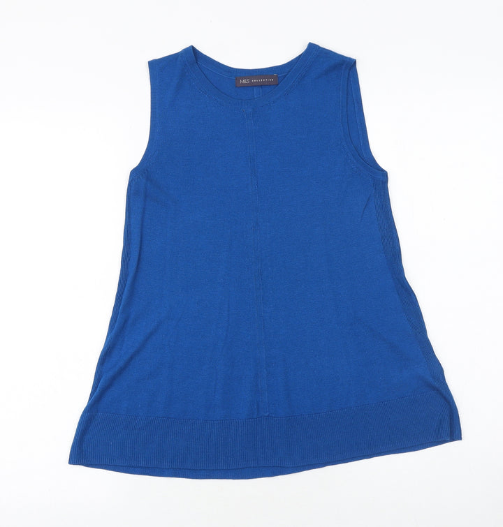 Marks and Spencer Womens Blue Round Neck Acrylic Pullover Jumper Size 10