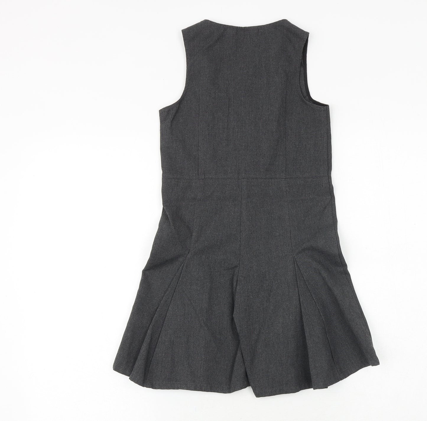 Marks and Spencer Girls Grey Polyester Tank Dress Size 5-6 Years Round Neck Zip