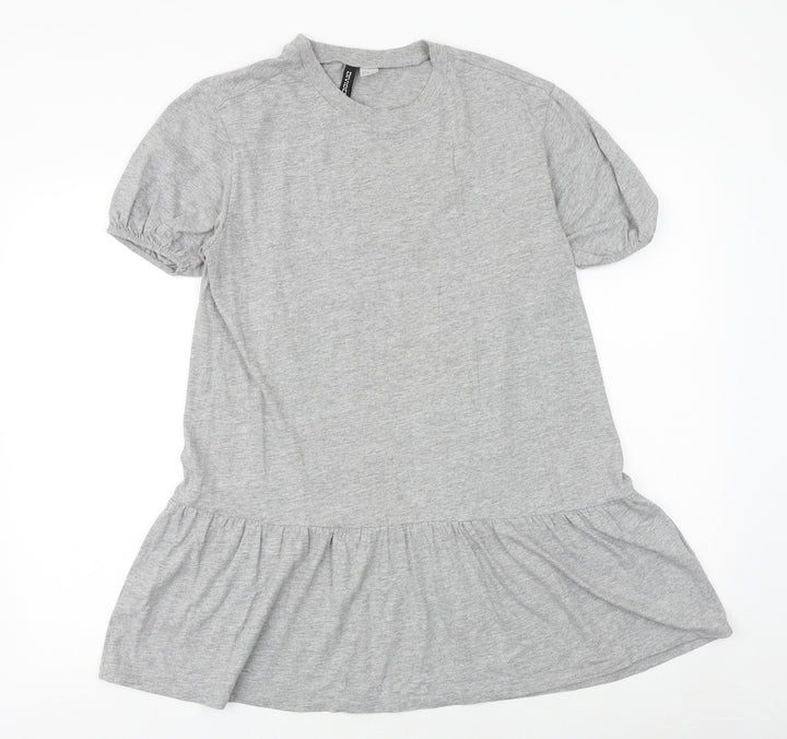 H&M Womens Grey Viscose Jumper Dress Size XS Round Neck Pullover