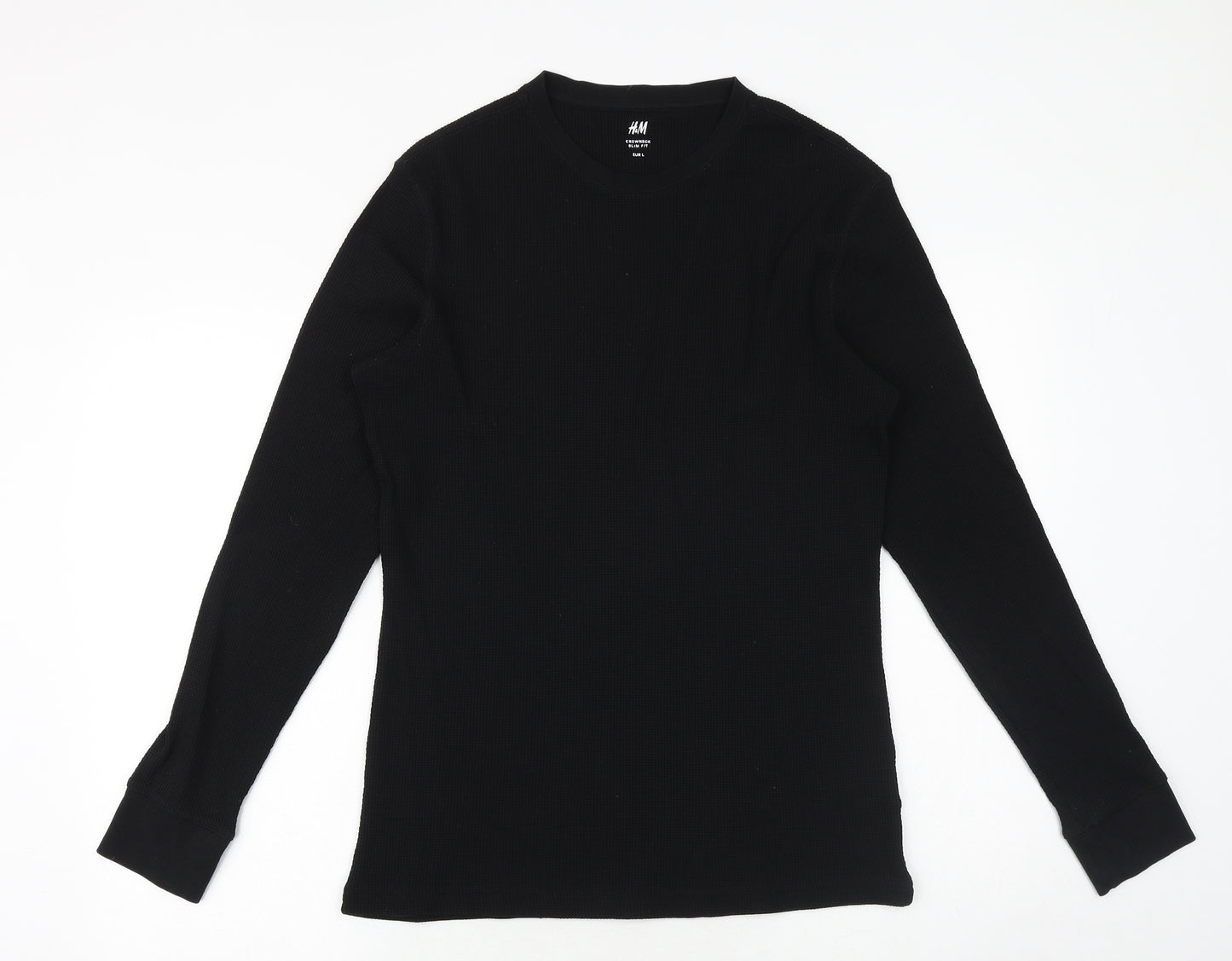 H&M Mens Black Cotton Pullover Sweatshirt Size L
