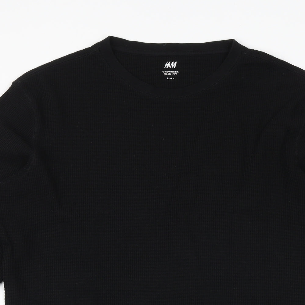 H&M Mens Black Cotton Pullover Sweatshirt Size L