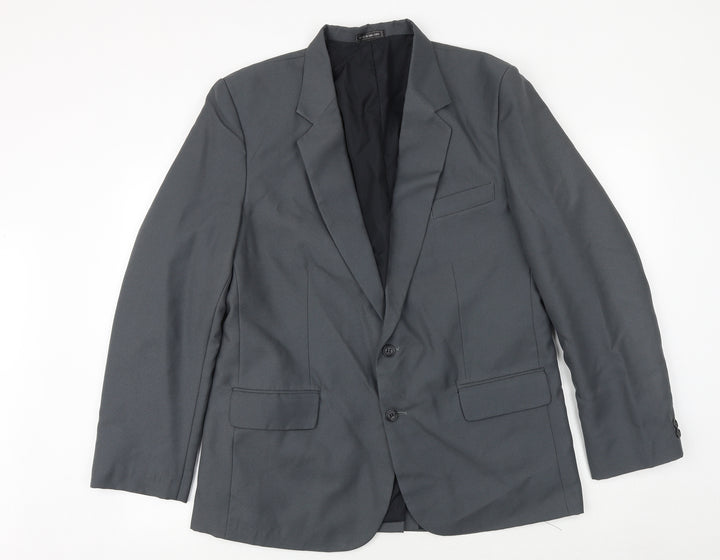 Preworn Mens Grey Polyacrylate Fibre Jacket Suit Jacket Size 42 Regular