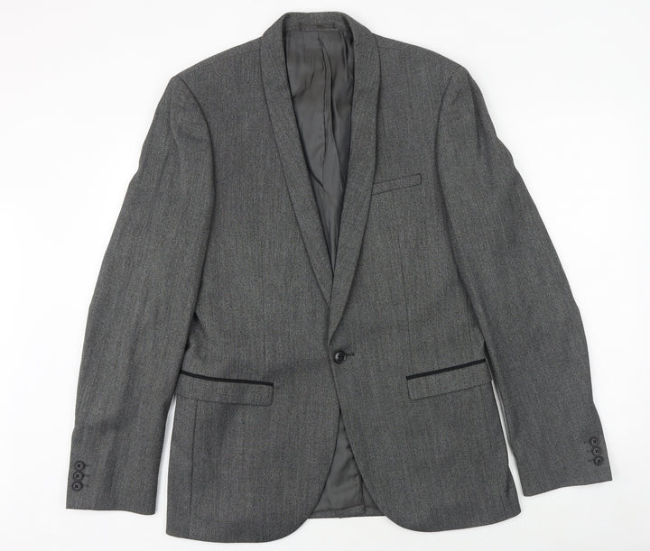 NEXT Mens Grey Polyester Jacket Suit Jacket Size 40 Regular
