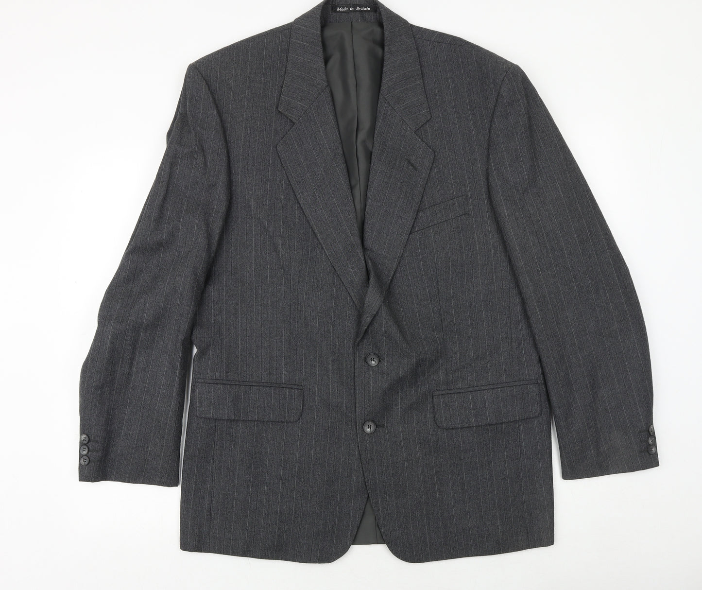 Dunn&Co Mens Grey Striped Wool Jacket Suit Jacket Size 42 Regular