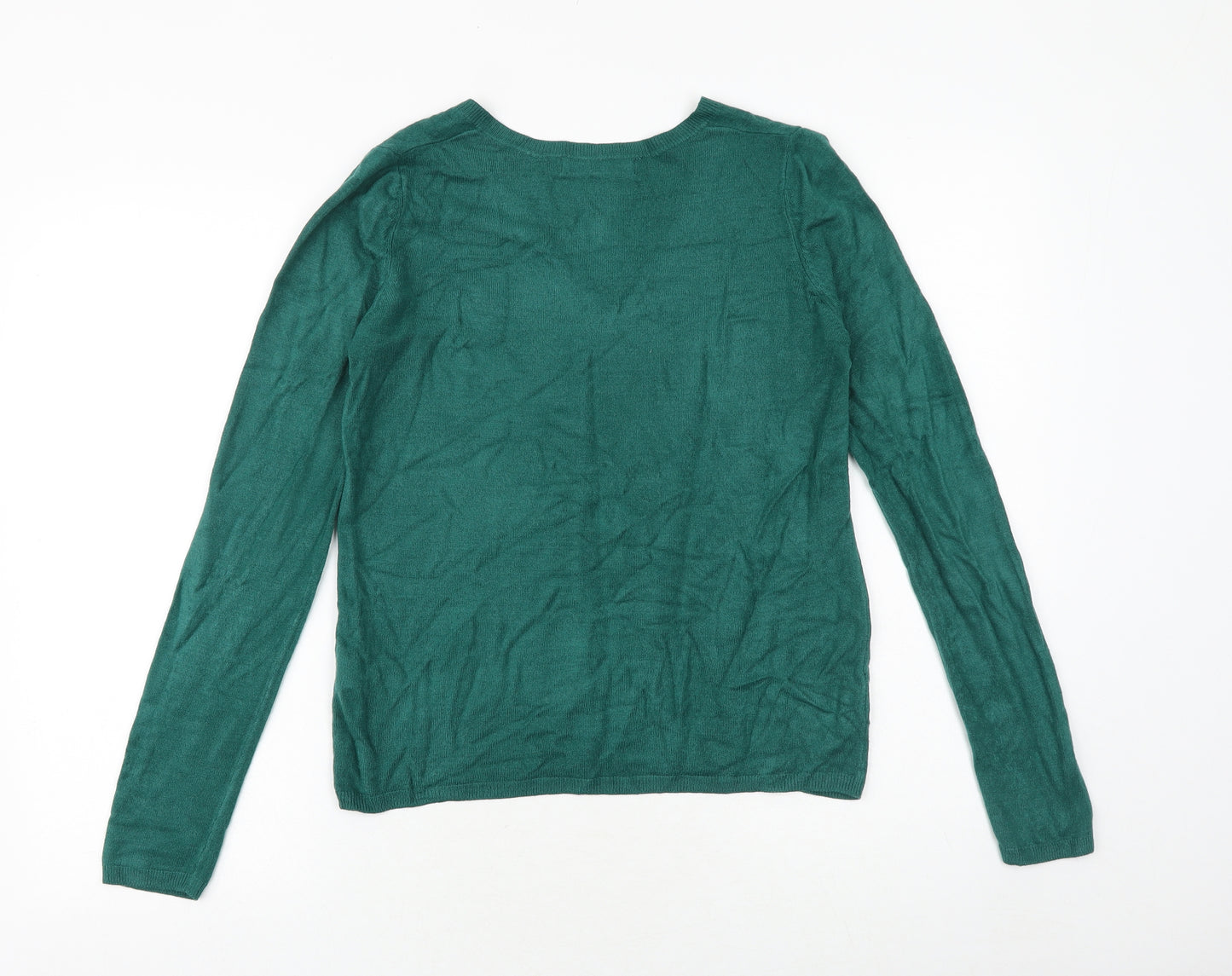 Marks and Spencer Womens Green V-Neck Acrylic Pullover Jumper Size 10