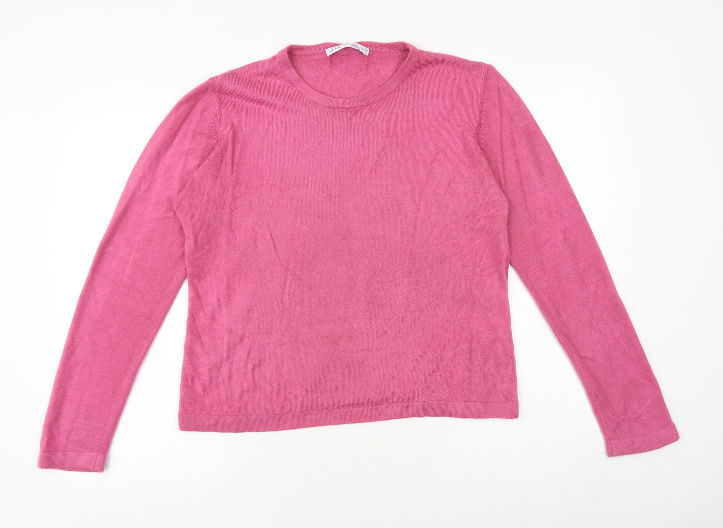 JDV Womens Pink Round Neck Acrylic Pullover Jumper Size 12