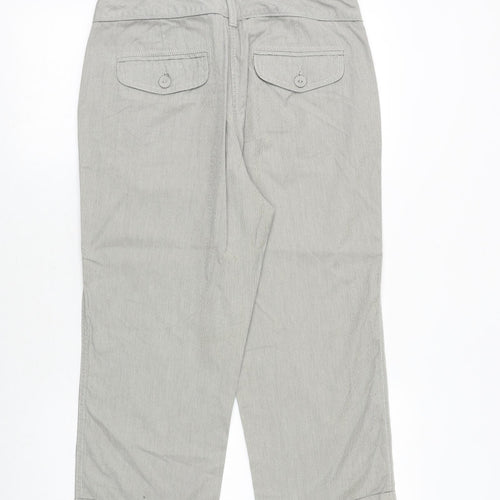 Marks and Spencer Womens Grey Cotton Cropped Trousers Size 12 Regular Zip